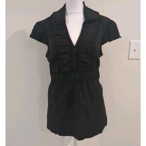 Y2K Vintage G by Guess Black Babydoll Blouse Gothic Whimsigoth Dark Romantic